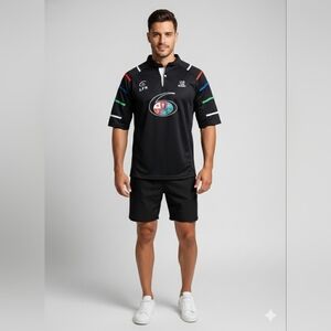 Men's Live For Rugby (LFR) Six Nations Black Polo shirt - Size Large - EUC